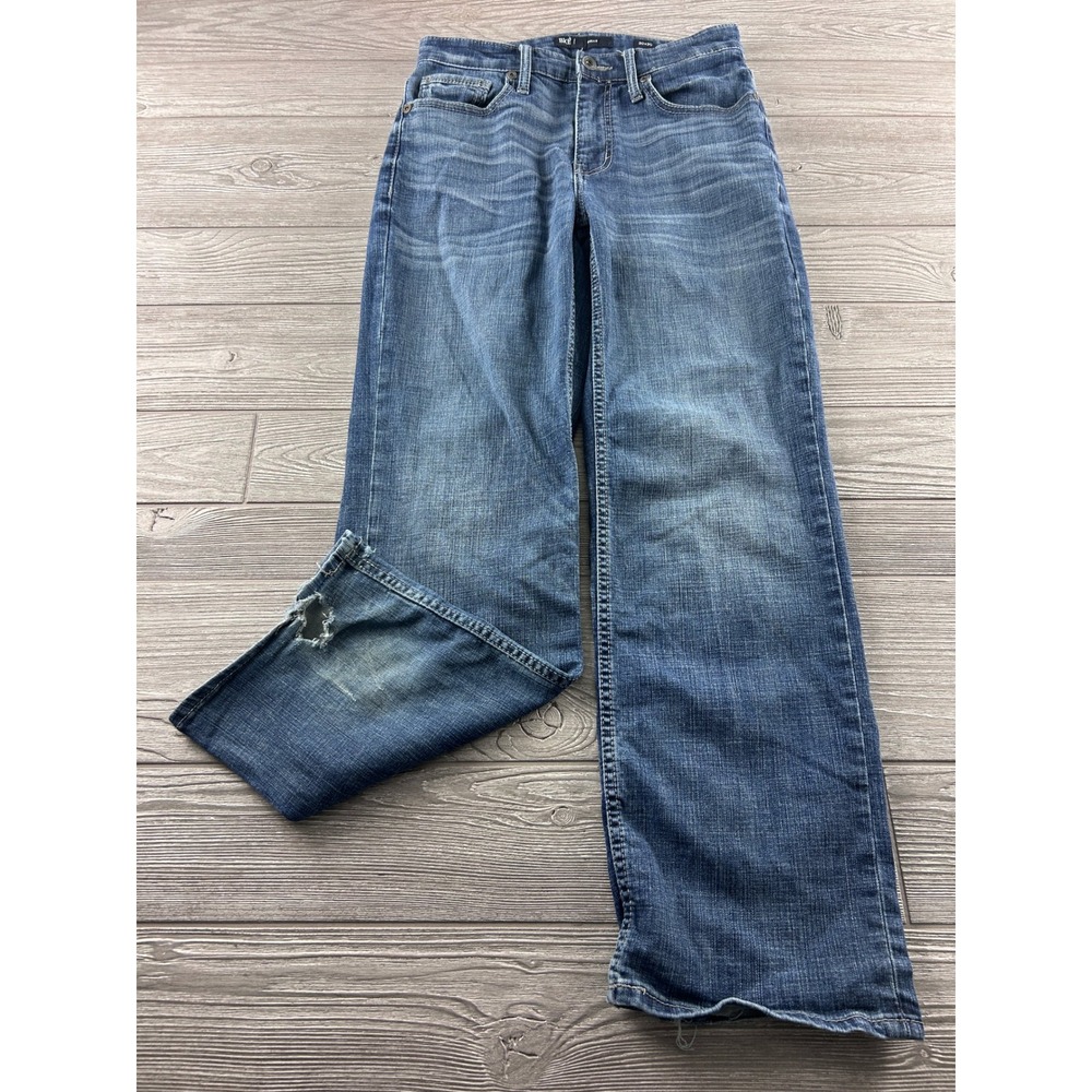 BKE Wells Straight Leg Jeans Mens 30x30 Medium Wash Distressed Blue Denim